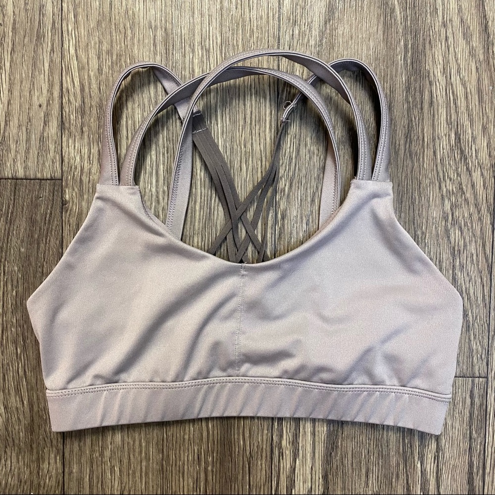 GREY/LAVENDER STRAPPY SPORTS BRA, size S